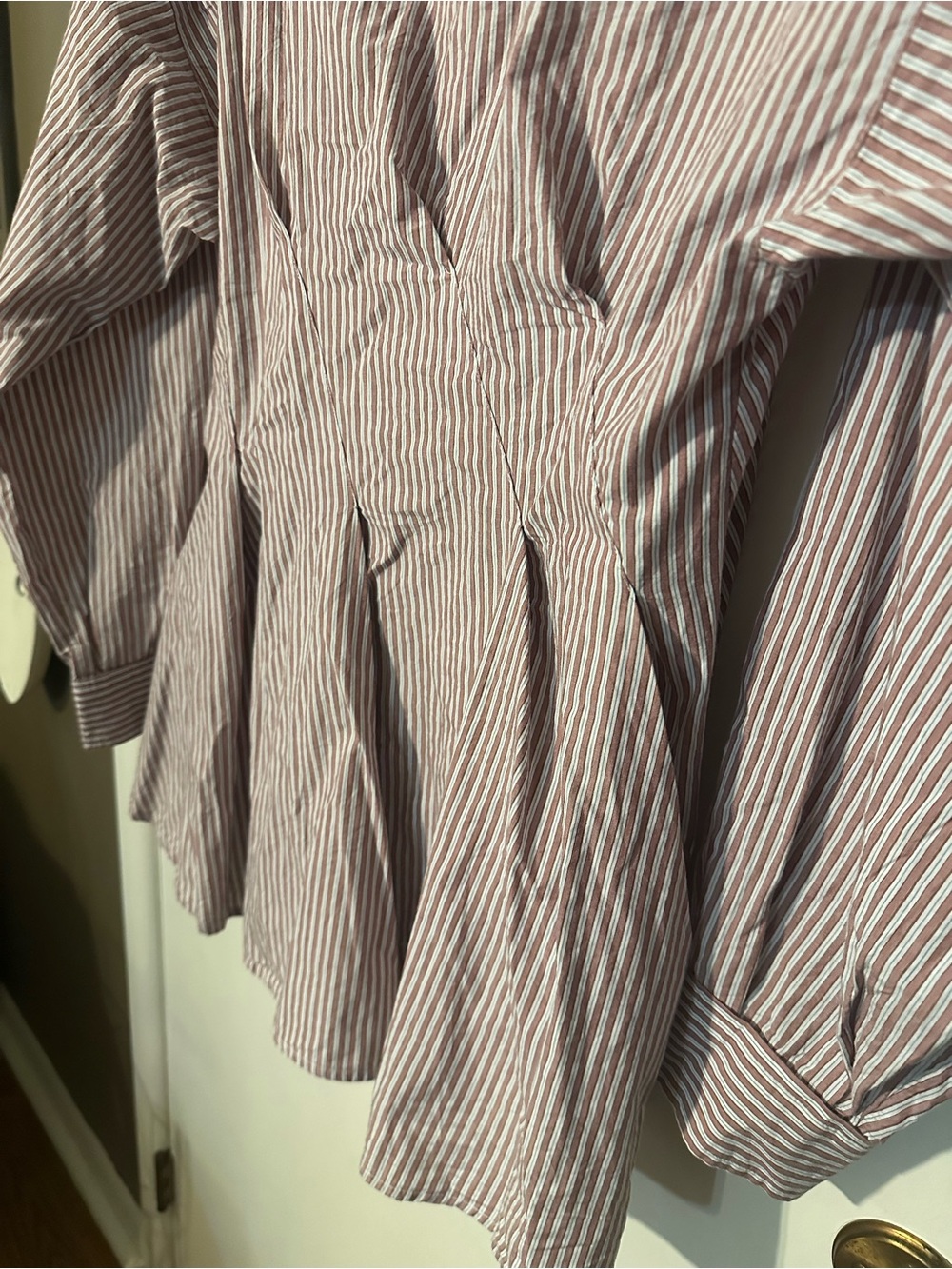 MAEVE by anthropology Long-Sleeve Waisted Buttondown striped Shirt size large - Picture 12 of 12